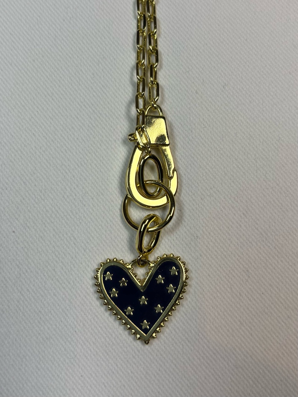 Kendra Scott Gold-Tone Necklace with Navy Star Heart Pendant and Front Toggle